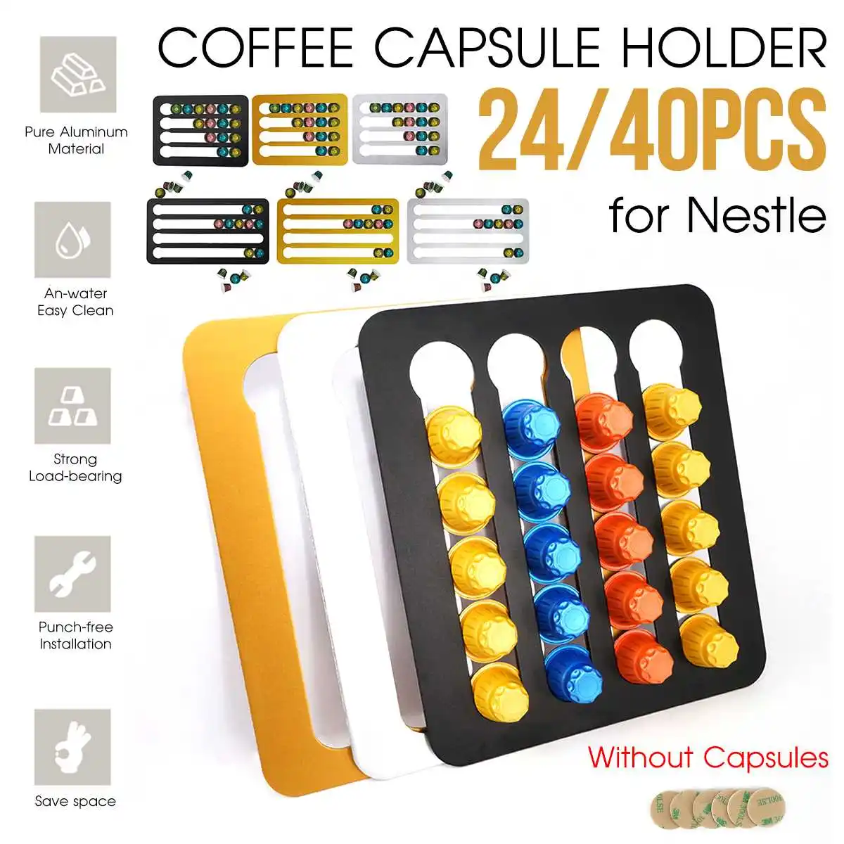 

Nespresso Coffee Capsule Holder Stand Rotary Coffee Pod Tower Rack Rotatable Coffee Pod Storage Shelves Storage 24/40PCS Capsule