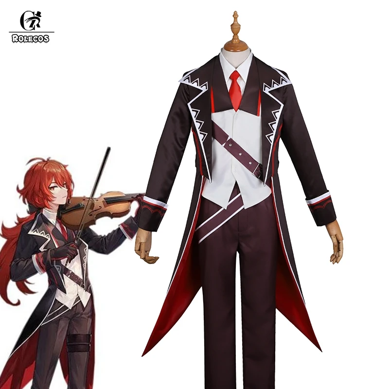 

ROLECOS Game Genshin Impact Diluc Cosplay Costume Genshin Impact Concert Diluc Cosplay Man Uniform Halloween Costume Outfit