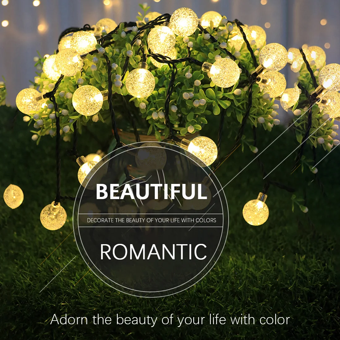 

New LED Crystal Ball 20/30/50 LED Solar Light Power Supply LED String Fairy Light Solar Garland Garden Christmas Decoration