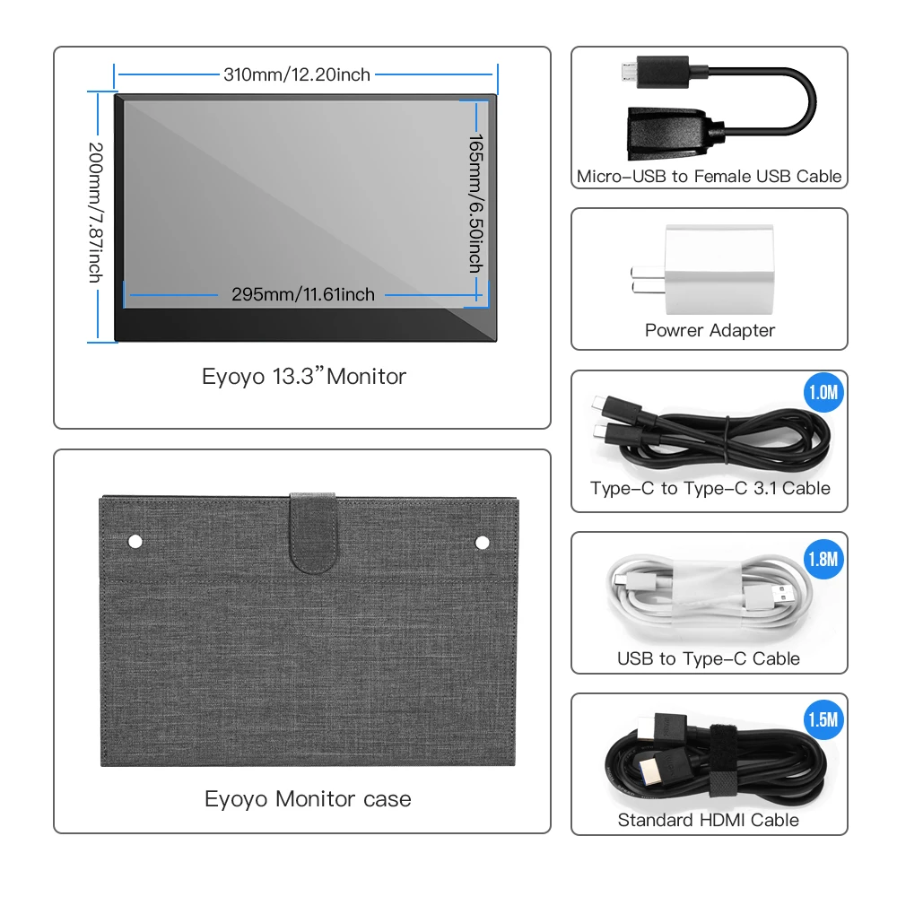 Eyoyo 13 3 дюймов Портативный ЖК монитор USB C ips для ноутбука PS4 Xbox One nintendo Switch TFT DHMI