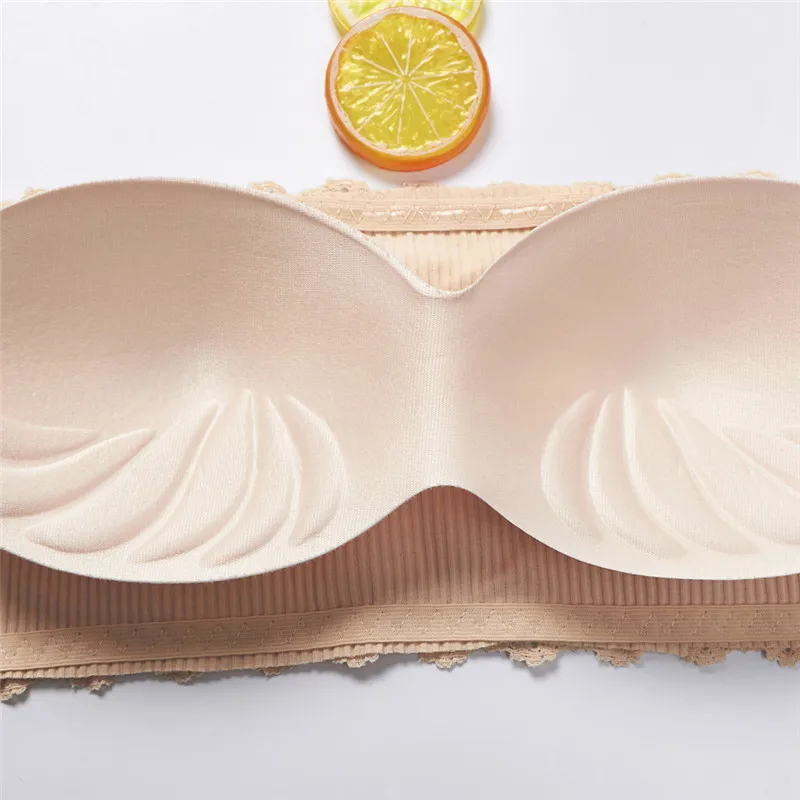 Women's Tube Top Strapless Bra Ring-Free Sexy Bras Pad Removable Lace Overlapping Vest Underwear 2019 CD | Женская одежда