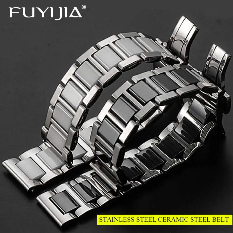 Ремешок FUYIJIA из нержавеющей стали для наручных часов Универсальный