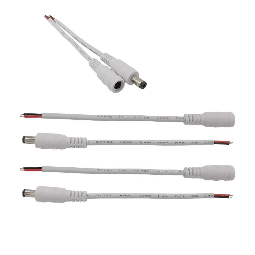 

Белый 5,5x2,1 мм штекер постоянного тока, Женский штекер, адаптер для CCTV, одноцветная 3528 5050 Светодиодная лента