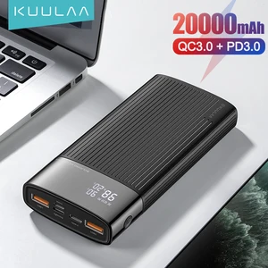 kuulaa power bank 20000mah qc pd 3 0 external battery fast charging portable charger power bank for samsung xiaomi huawei mate free global shipping