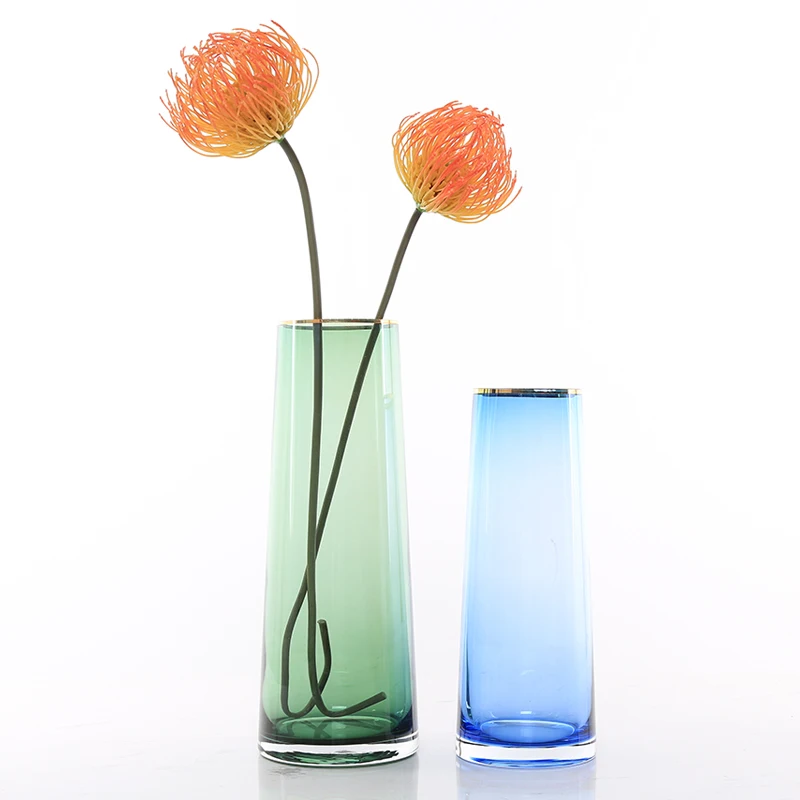 Прозрачная стеклянная ваза в скандинавском стиле большая декоративная для