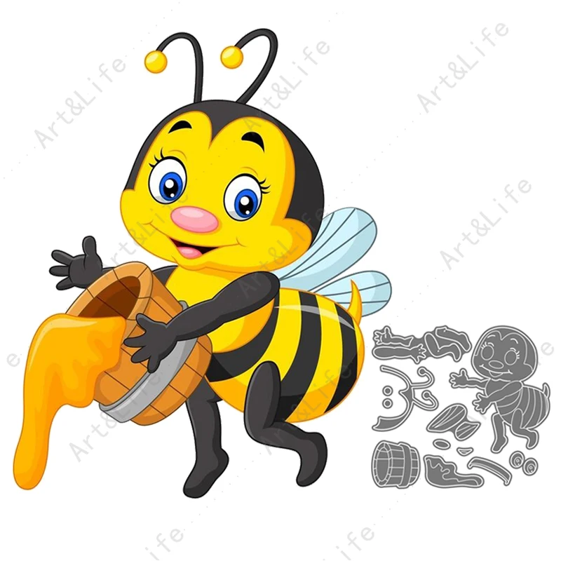 

Lovely Baby Bee and Honey Hot New Metal Cutting Dies Stencils for Making Scrapbooking Album Paper Cards Embossing Cut Die