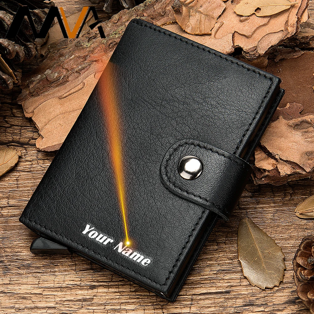 Автоматический кошелек MVA из натуральной кожи с гравировкой и отделением для