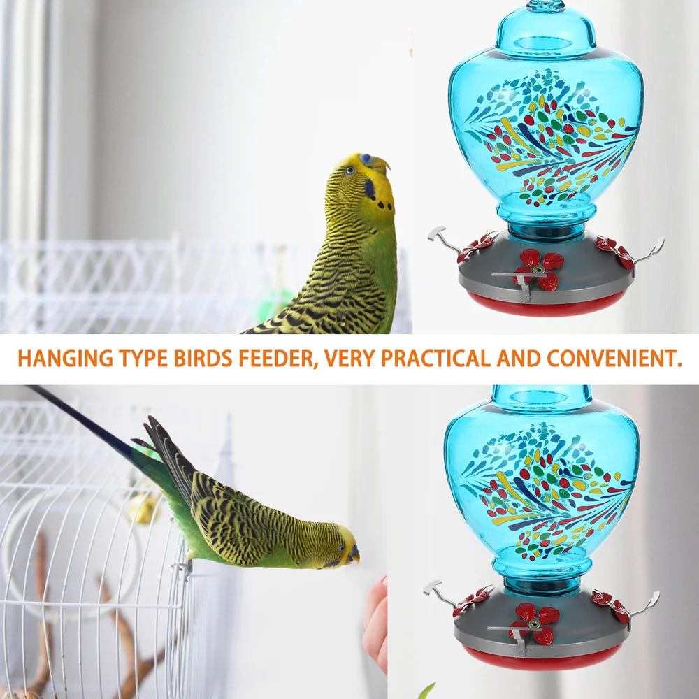 

1 Set Bird Water Feeder Glass Bird Feeder Bird Food Dispenser Animal Food Feeder