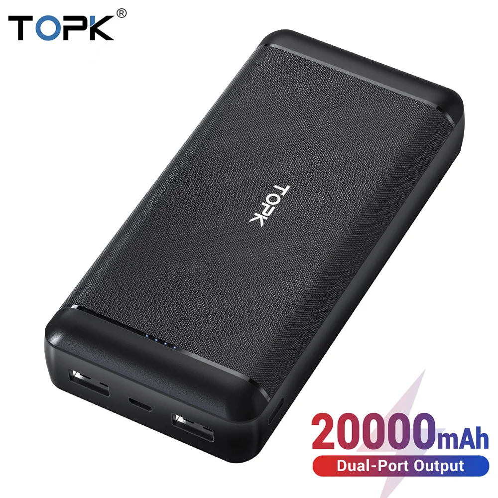TOPK power Bank 20000 мАч внешняя батарея портативное зарядное устройство двойной USB bank