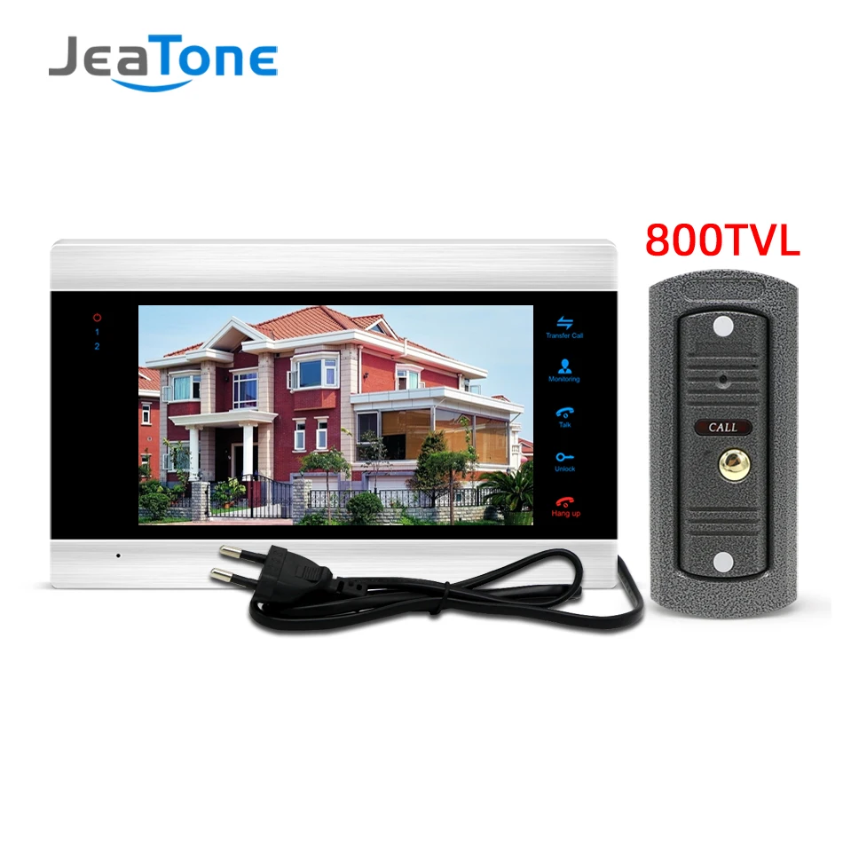 Jeatone 7 дюймов цветной ЖК-видео домофон система открывания двери разблокировка
