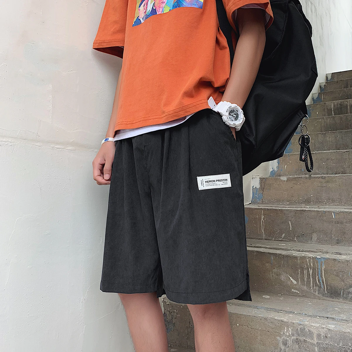 Шорты LEGIBLE мужские повседневные однотонные хлопок пляжные короткие штаны