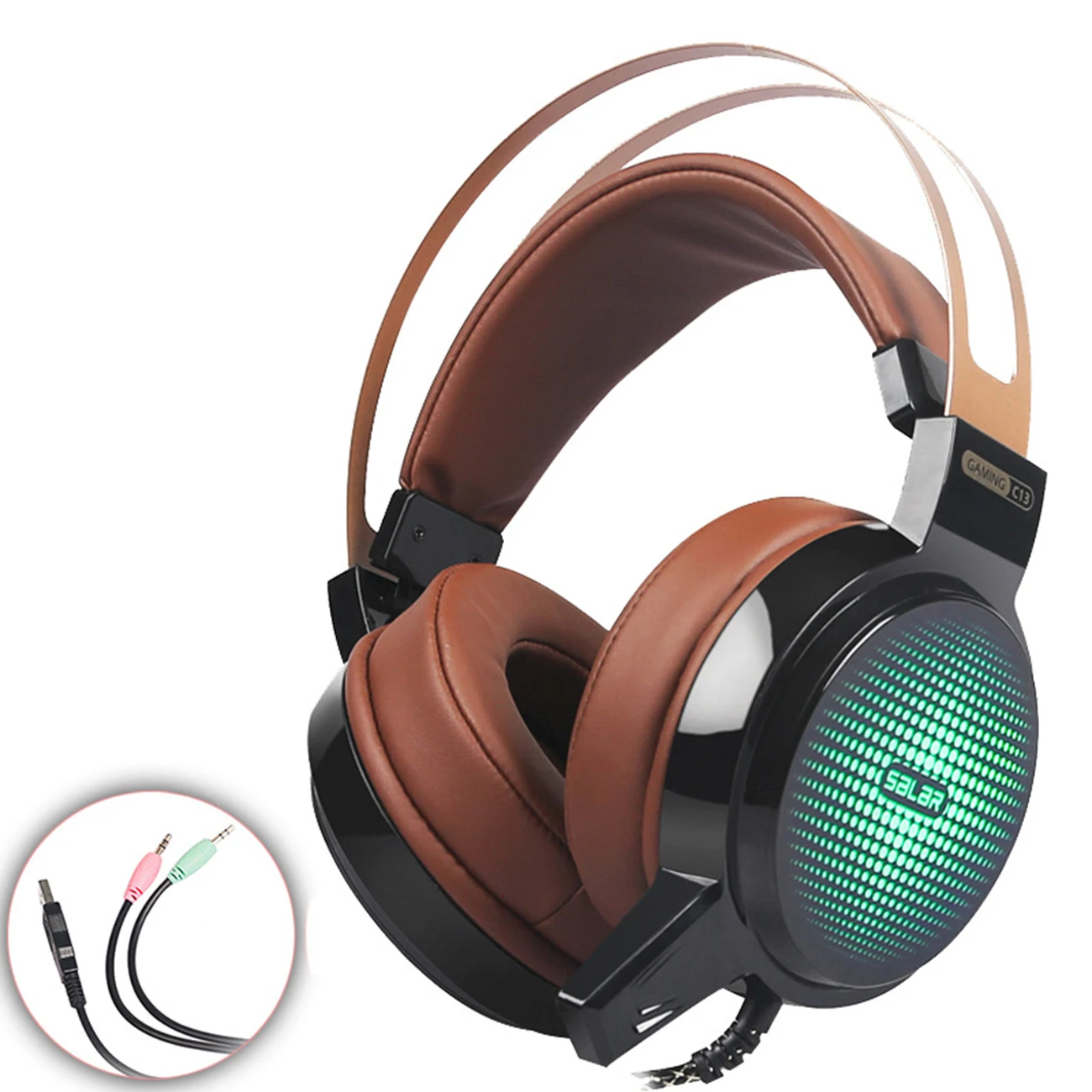 

Проводная игровая USB гарнитура с глубокими басами, игровые наушники с RGB подсветкой, компьютерные наушники с микрофоном, наушники для компью...