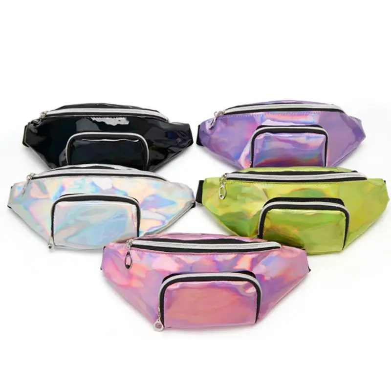 

Fashion Holographic Waist Fanny Pack Belt Bag Phone Pouch Travel Hip Bum Shoulder Bags Purse for Women Girls