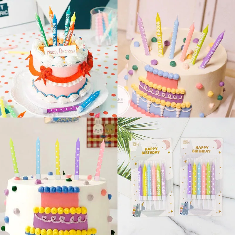

Macaron Pencil Candles Baking Decorations Rainbow Wave Candles Festive Supplies Cake Candles Dessert Plug-ins Birthday Candles
