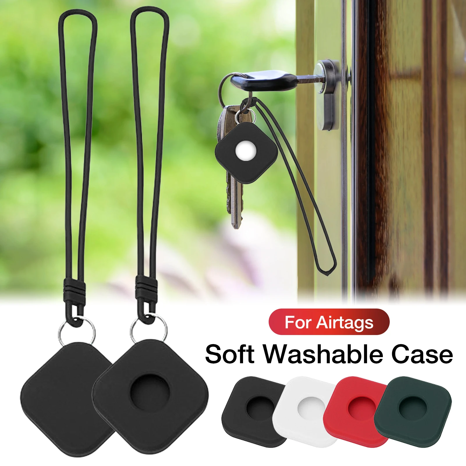 

Soft Washable Silicone Carry Case Protective Skin Cover For Apple Airtags Locator Anti-lost Device Keychain Protective Sleeve