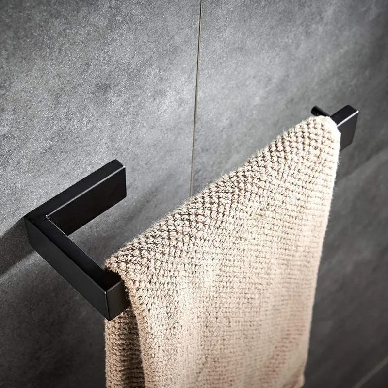 

Modern Hand Towel Holder Wall Mounted Stainless Steel Towel Ring for Bathroom Matte Black