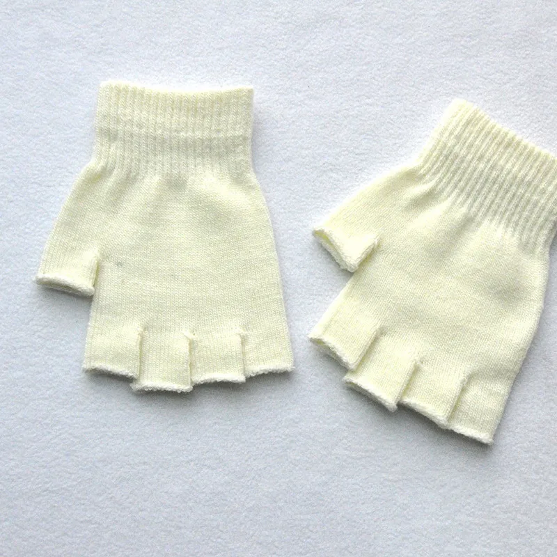 

New Children's Winter Gloves Cold Warm Acrylic Fingerless Gloves Solid Color