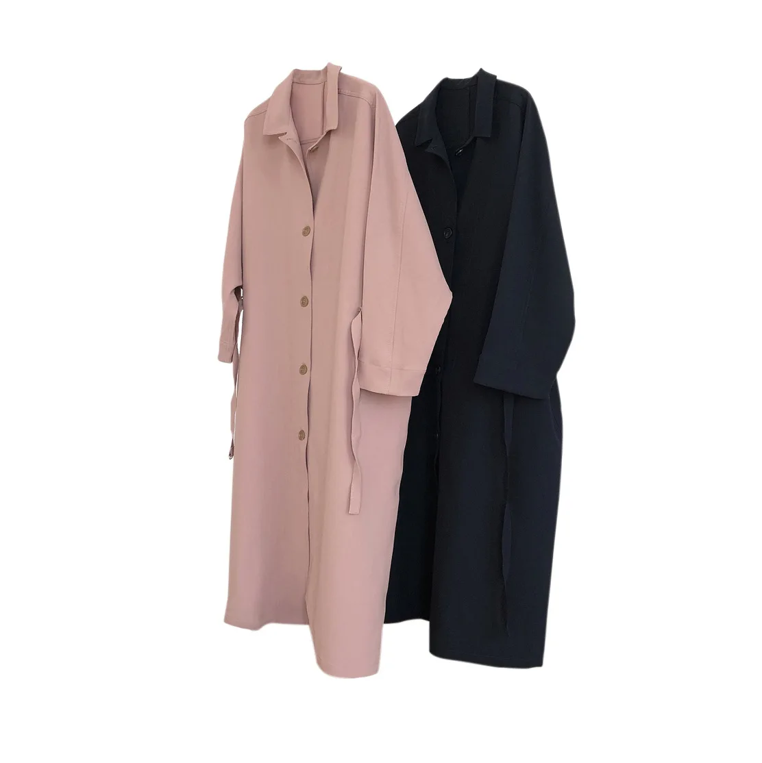 

Spring Autumn Elegant Retro Trench Coat For Women Oversized Loose Waistband Long Windbreaker Outerwear