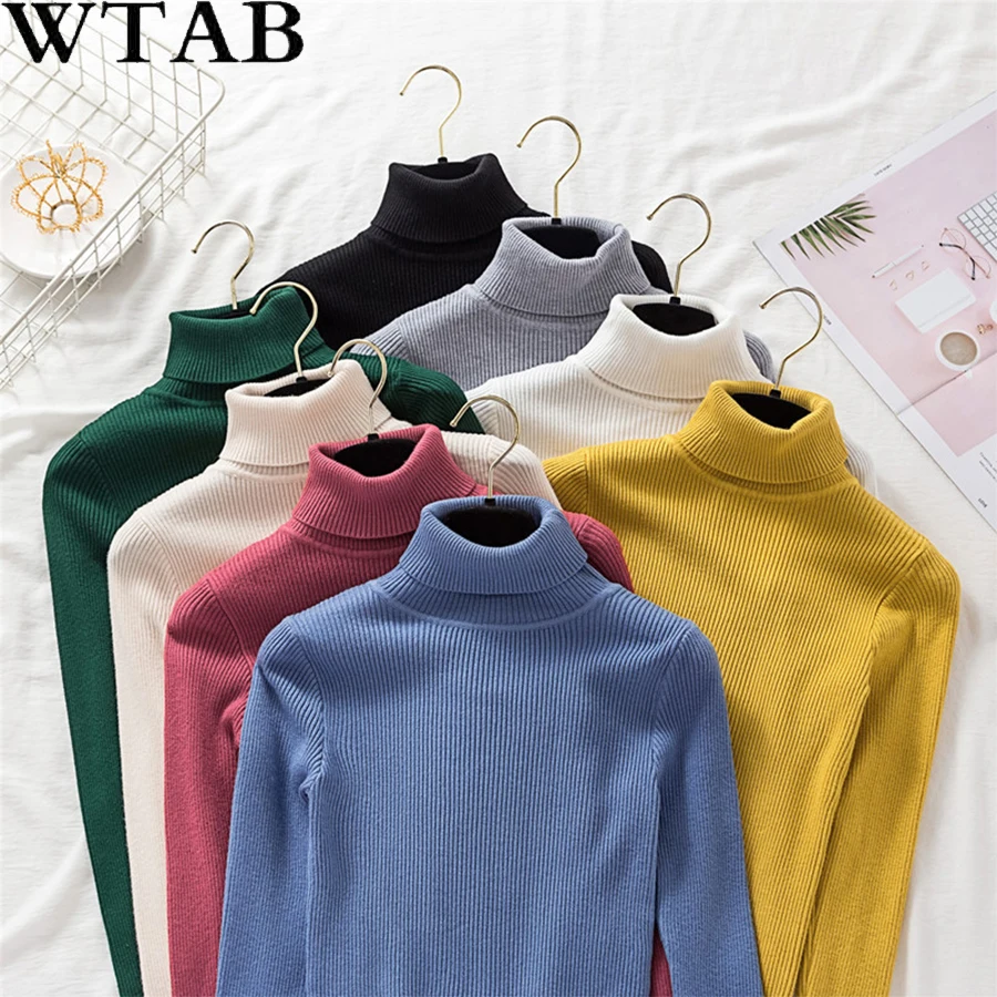 Женский Повседневный офисный свитер с высоким воротником мягкий тонкий вязаный