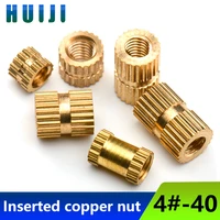 4 40 british and american injection molded brass nuts 6 32 copper embedded parts through hole inserts knurled nuts 14 20