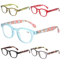 henotin 5 pack reading glasses spring hinge retro printed mens and womens eyeglasses with framed hd prescription reader 0600