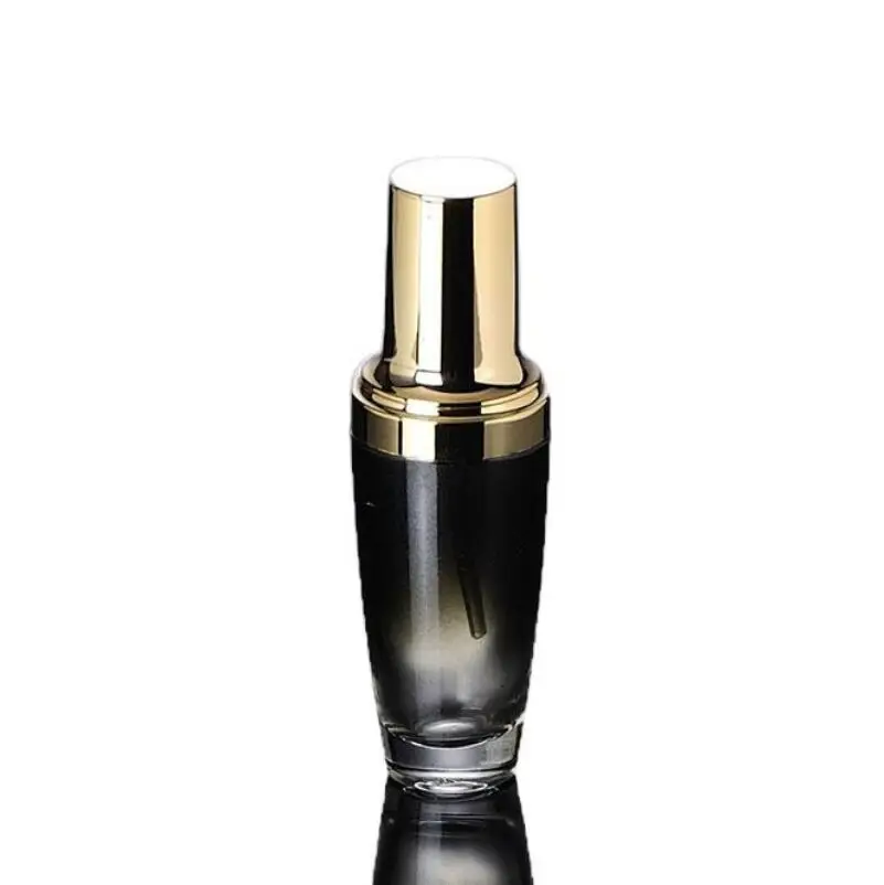 30ML black glass bottle  with golden pump for serum/lotion/emulsion/foundation  Cosmetic Packaging
