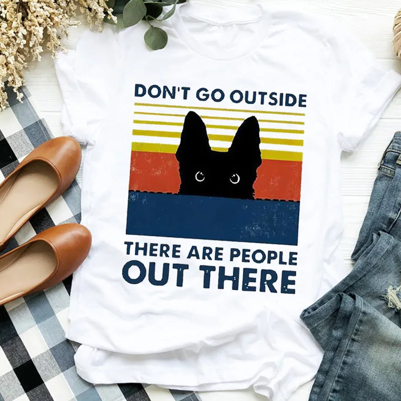 

What Cat Scary Horror Print T Shirt Women Short Sleeve O Neck Loose Tshirt Women Tee Shirt Tops Female Clothes Camisetas Mujer