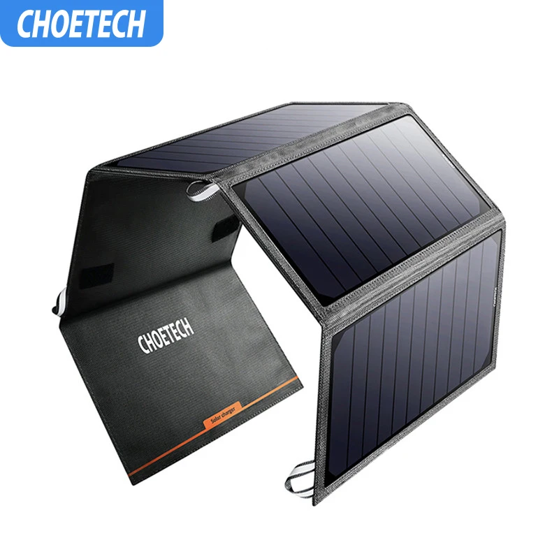 CHOETECH солнечное складное 24 Вт 5 в 2,4 А зарядное устройство для сотового телефона, портативное солнечное зарядное устройство для смартфонов samsung S8 Iphone 7 8