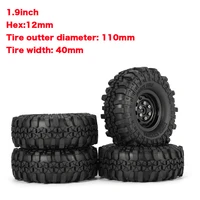 4pcs 1 9 inch 110mm rubber tires tire with metal wheel rim set for 110 traxxas trx 4 scx10 rc4 d90 rc crawlercar