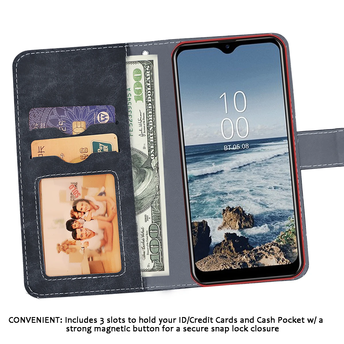 

Leather Wallet BQ 6631G Surf Case 6.53" Flip Fashion Luxury Front Card Slots Cases Cover Business Magnetic Phone Bags