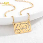 Персонализированное ожерелье с арабским именем под заказ, квадратный, под заказ, исламский религиозный Аллах, мусульманский круглый кулон, ножной браслет, ювелирные изделия