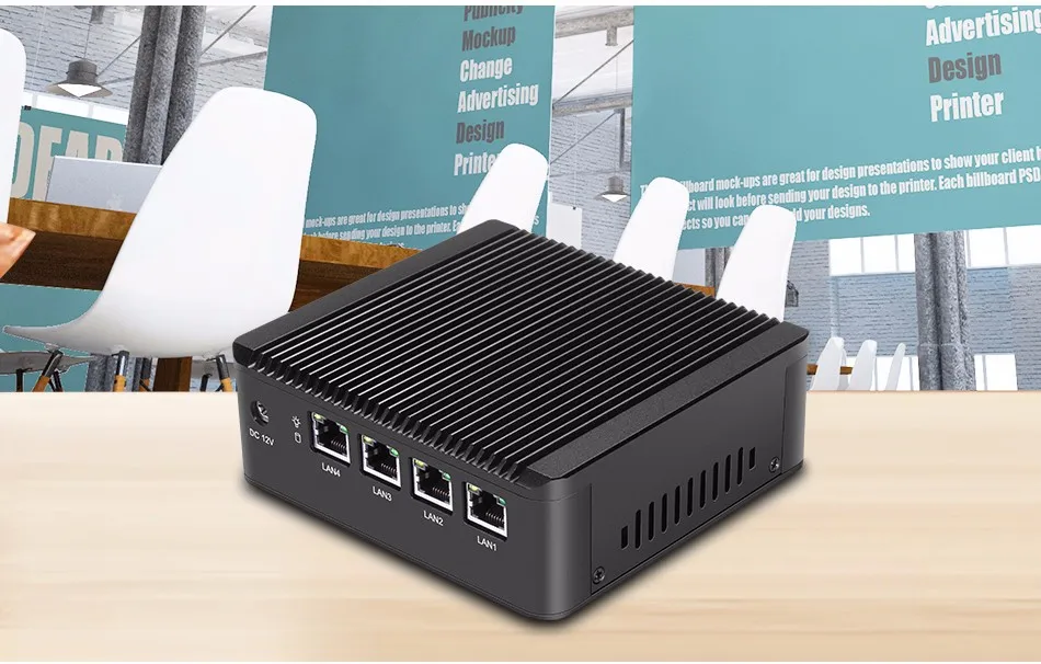 Pfsense мини ПК intel Celeron J1900 VGA часы собака брандмауэр промышленный безвентиляторный мини ПК 4* RJ45 1000 Мбит/с мульти LAN