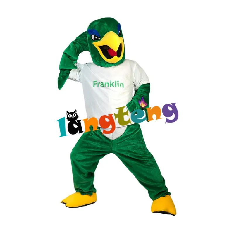 1001 New Design High Quality Cartoon Promotional School Sport Green Eagle Mascot Costume