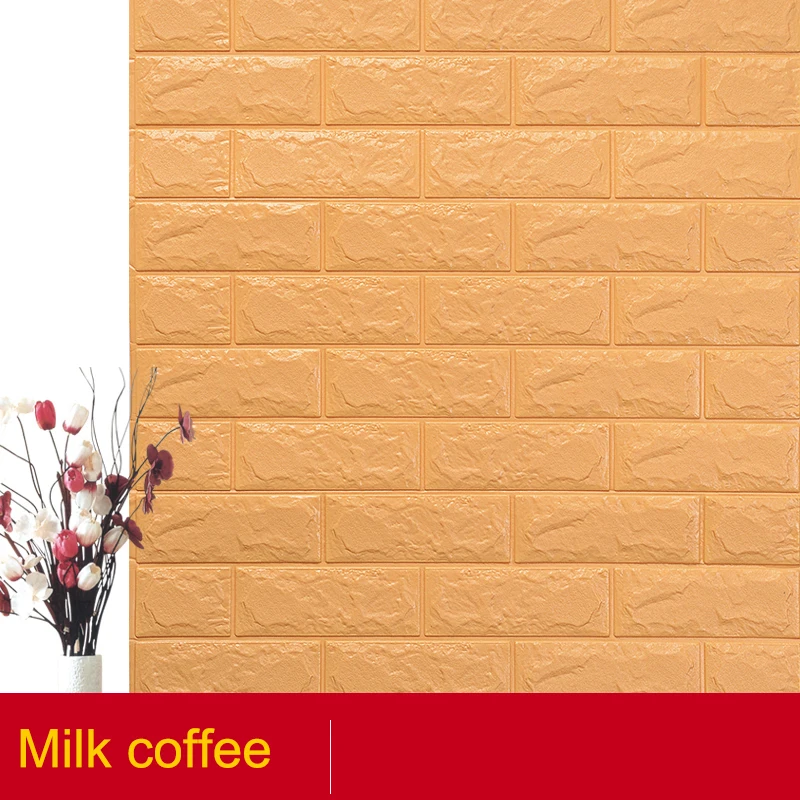 Milk coffee Самоклеющиеся водонепроницаемые ТВ фоновые обои-с рисунком кирпича 3D стикер стены гостиной обои для спальни декоративные 70*77 - Цвет: Milk coffee