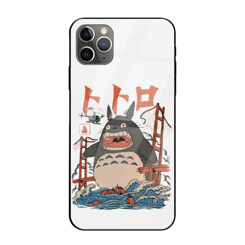 

Kawaii Comic Totoro Phone Case Tempered Glass For Iphone6plus 6S 7 7plus 8 X XS XSmax XR 11 12 Pro Max 12mini