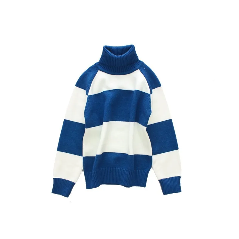 Свитер для мальчиков свитер с высоким воротником пуловер детский синий и белый