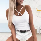 Майка женская без рукавов, модный однотонный ажурный топ с перекрестными лямками, повседневная Однотонная рубашка, уличная одежда