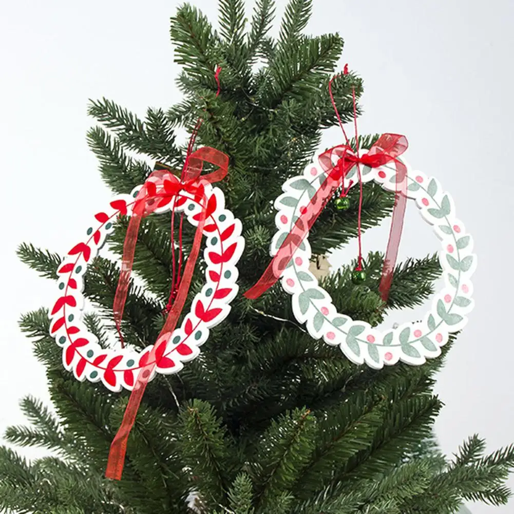 

2Pcs Christmas Tree Hanging Garland Wreath Bowknot Ornaments Home Party Decor