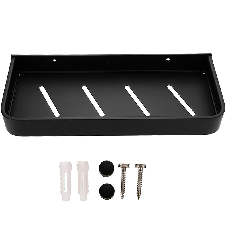 Полка для ванной комнаты полка душа алюминиевая черная угловая черный настенный