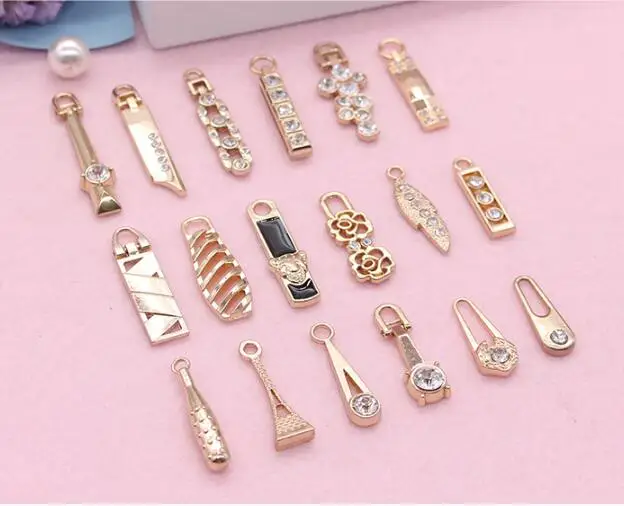 Алмазный застежка-молния золотой вытяжной бумажник металлическая подвеска