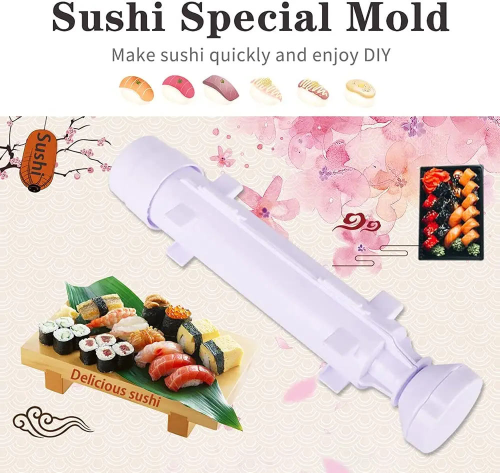 Professional Space Sushi Bazooka Rice Vegetable Meat Diy Making Roller Mold Food Grade Plastic Utensils White | Дом и сад