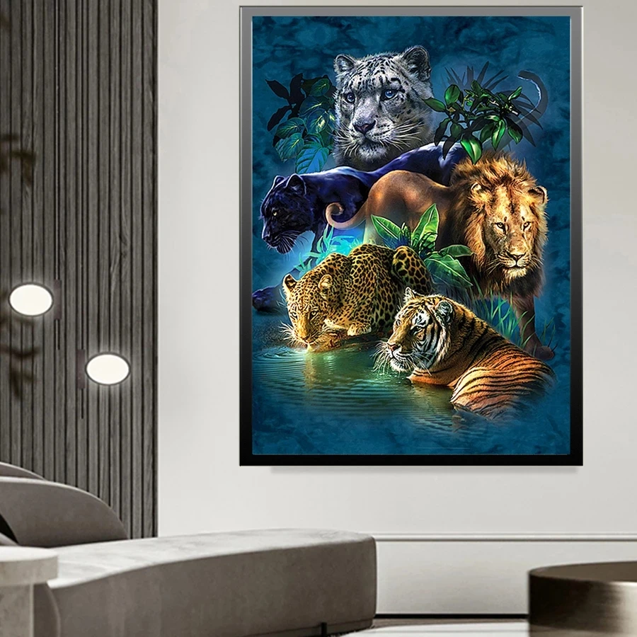 5D алмазная живопись Лев тигр леопард полный набор для вышивки крестиком мозаика