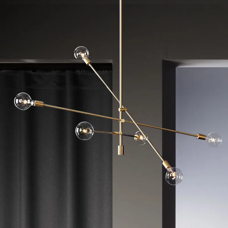 Черная Золотая люстра спутниковый светильник для кухни бара столовой