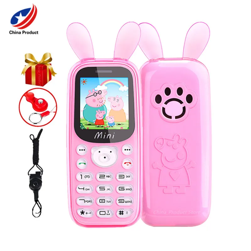 

H21 Cute Mini Girl Mobile Phones Flip Cartoon Dual Sim Card CellPhone With MP3 Player FM Unlocked Bluetooth Compact Phone GSM 2G