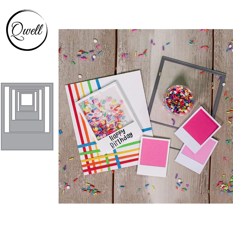 

QWELL Layered Mixed Size Rectangle Frame Metal Cutting Dies Set DIY Scrapbooking Craft Paper Cards Album Decor Making Template