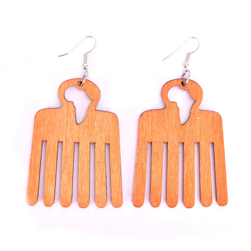 Большие гравированные афро этнические Дизайнерские деревянные висячие серьги с