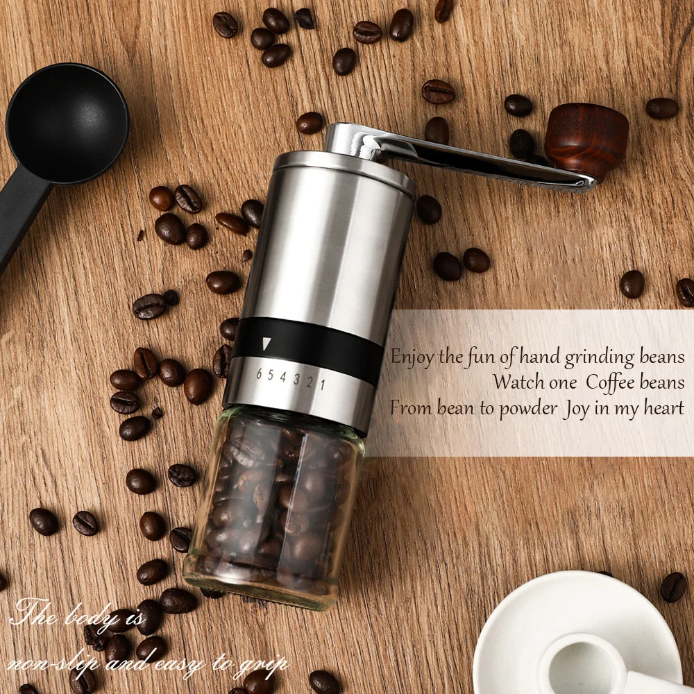 

New Manual Coffee Grinder Stainless Steel Hand Grinder Machine Easy Clean Kitchen Tools Adjustable Handmade Coffee Bean Mill
