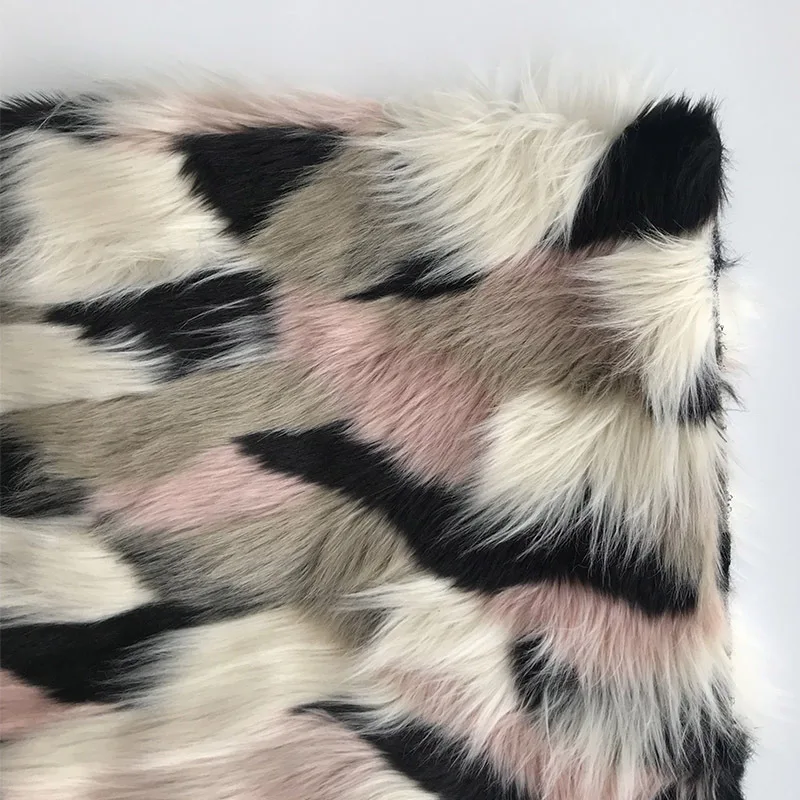 Подкладка из искусственного меха розовая бежевая квадратная жаккардовая