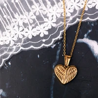 100 stainless steel wing pendant necklace for women golden metal angel wing charm choker