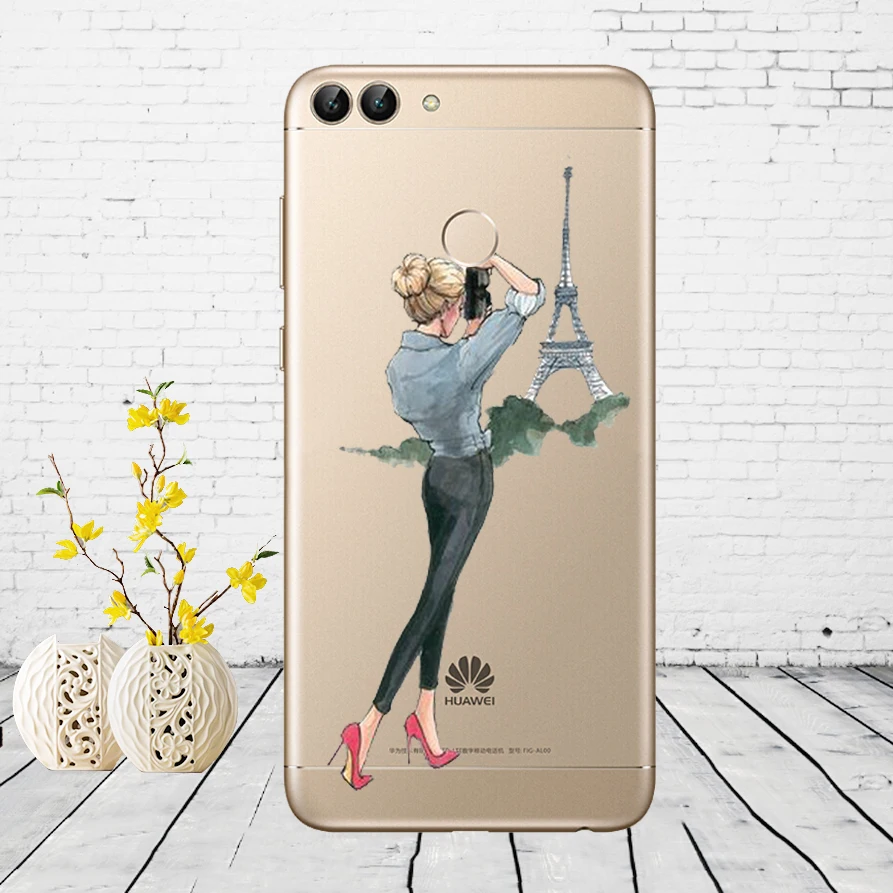 Huawei P Smart Case TPU Мягкий силиконовый прозрачный чехол для телефона huawei P Smart Cover FIG-LX1 Enjoy 7S Чехол